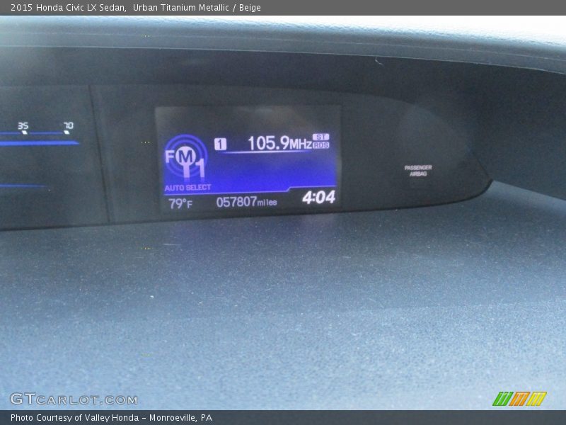 Urban Titanium Metallic / Beige 2015 Honda Civic LX Sedan
