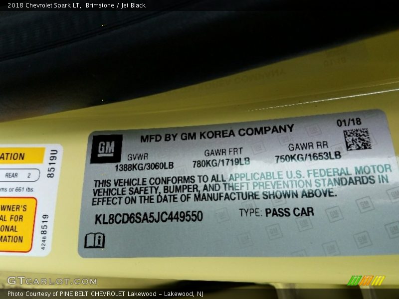 Brimstone / Jet Black 2018 Chevrolet Spark LT