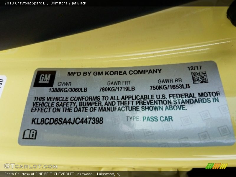 Brimstone / Jet Black 2018 Chevrolet Spark LT