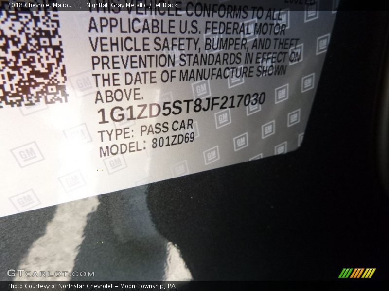 Nightfall Gray Metallic / Jet Black 2018 Chevrolet Malibu LT