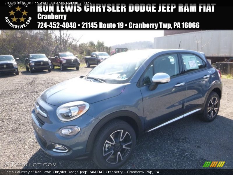 Blue Sky Metallic / Black 2018 Fiat 500X Pop AWD