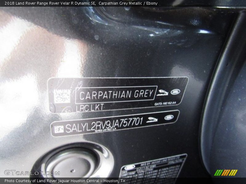 2018 Range Rover Velar R Dynamic SE Carpathian Grey Metallic Color Code LKT