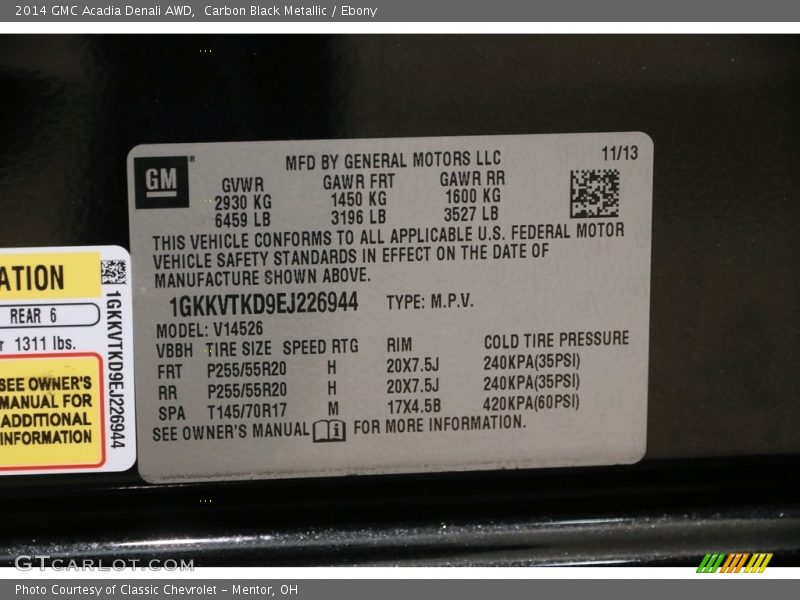 Carbon Black Metallic / Ebony 2014 GMC Acadia Denali AWD