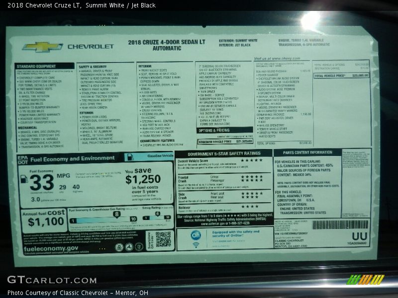 Summit White / Jet Black 2018 Chevrolet Cruze LT