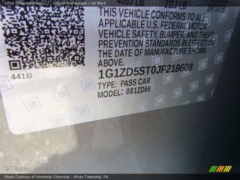 Pepperdust Metallic / Jet Black 2018 Chevrolet Malibu LT