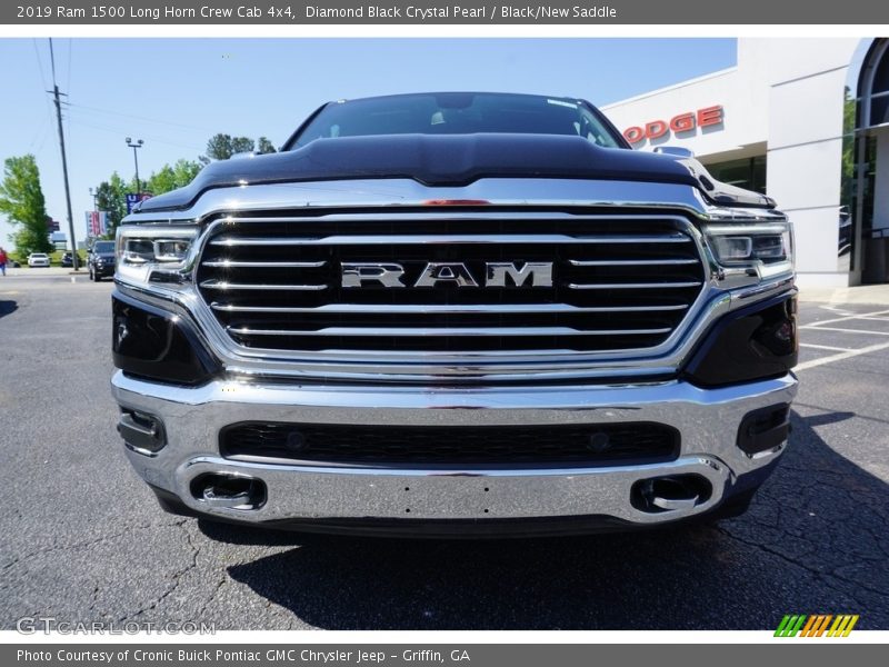 Diamond Black Crystal Pearl / Black/New Saddle 2019 Ram 1500 Long Horn Crew Cab 4x4