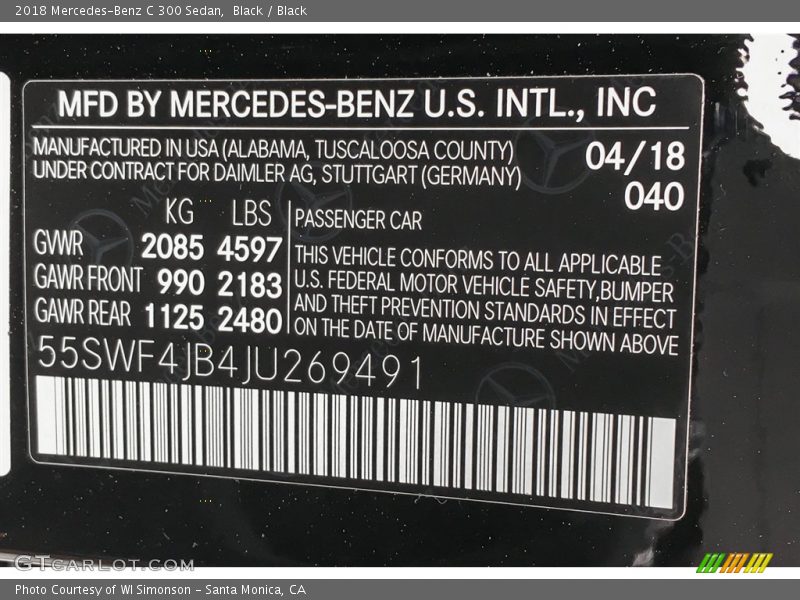 Black / Black 2018 Mercedes-Benz C 300 Sedan