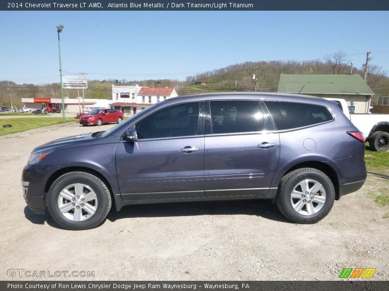 Atlantis Blue Metallic / Dark Titanium/Light Titanium 2014 Chevrolet Traverse LT AWD