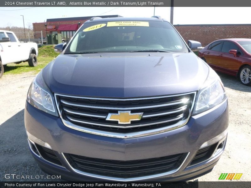Atlantis Blue Metallic / Dark Titanium/Light Titanium 2014 Chevrolet Traverse LT AWD