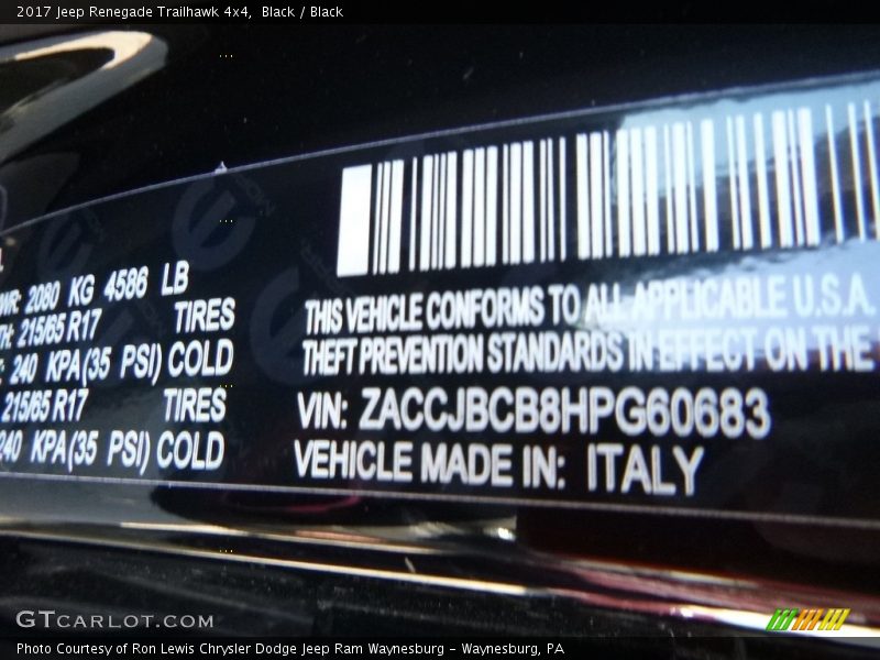 Black / Black 2017 Jeep Renegade Trailhawk 4x4