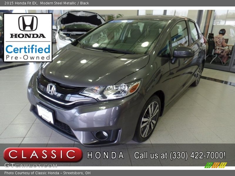 Modern Steel Metallic / Black 2015 Honda Fit EX