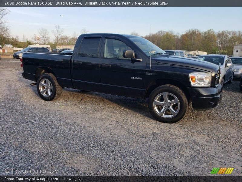 Brilliant Black Crystal Pearl / Medium Slate Gray 2008 Dodge Ram 1500 SLT Quad Cab 4x4
