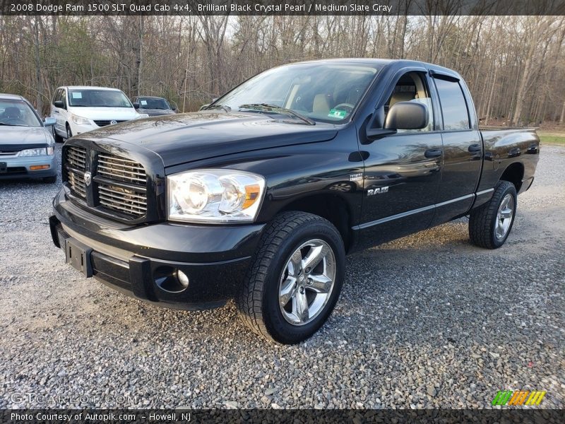 Brilliant Black Crystal Pearl / Medium Slate Gray 2008 Dodge Ram 1500 SLT Quad Cab 4x4