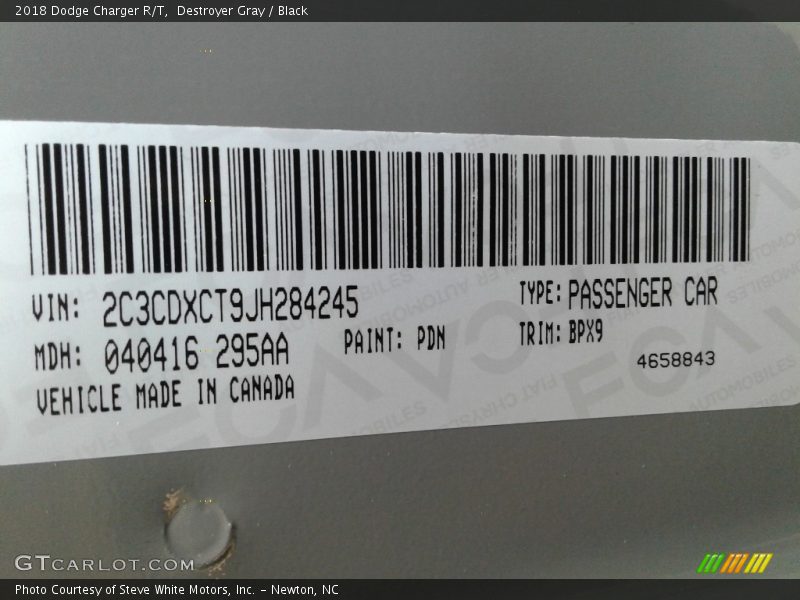 Destroyer Gray / Black 2018 Dodge Charger R/T