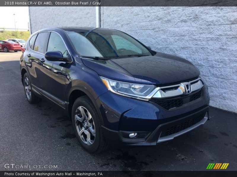 Obsidian Blue Pearl / Gray 2018 Honda CR-V EX AWD