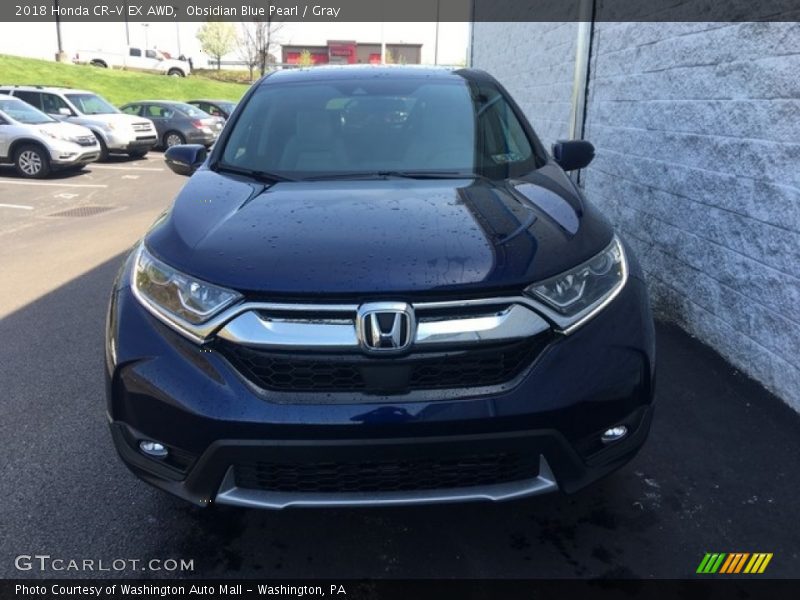 Obsidian Blue Pearl / Gray 2018 Honda CR-V EX AWD