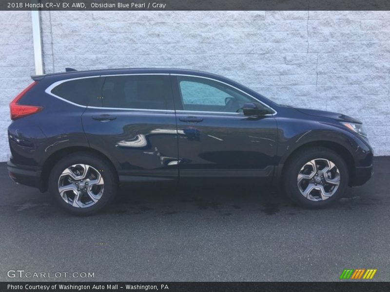 Obsidian Blue Pearl / Gray 2018 Honda CR-V EX AWD
