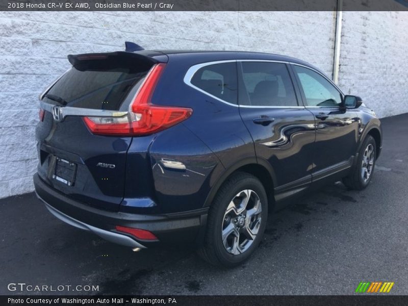 Obsidian Blue Pearl / Gray 2018 Honda CR-V EX AWD