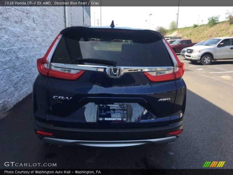 Obsidian Blue Pearl / Gray 2018 Honda CR-V EX AWD