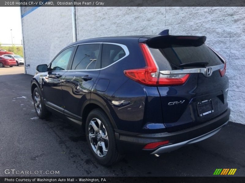 Obsidian Blue Pearl / Gray 2018 Honda CR-V EX AWD