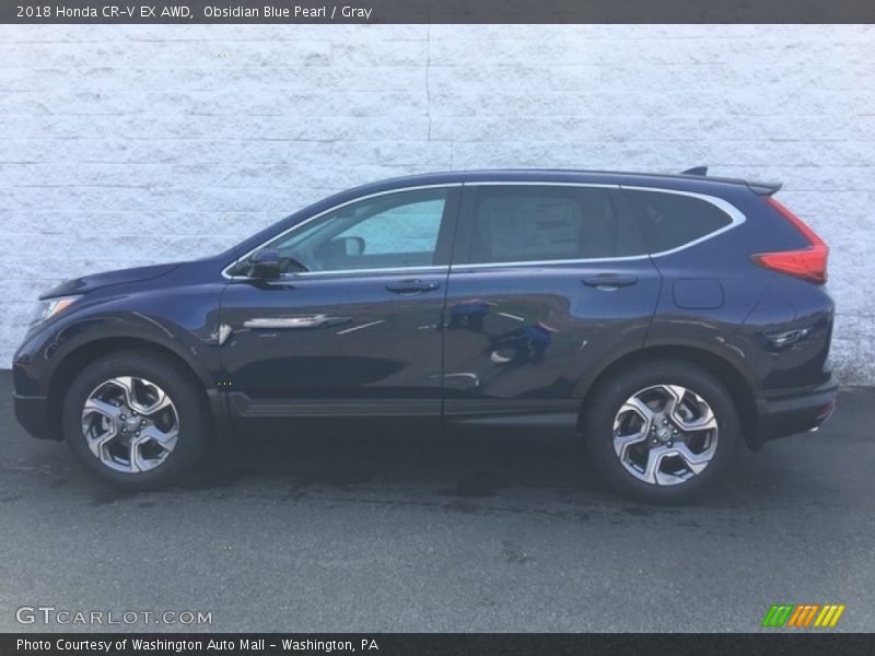 Obsidian Blue Pearl / Gray 2018 Honda CR-V EX AWD