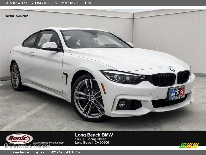 Alpine White / Coral Red 2019 BMW 4 Series 440i Coupe