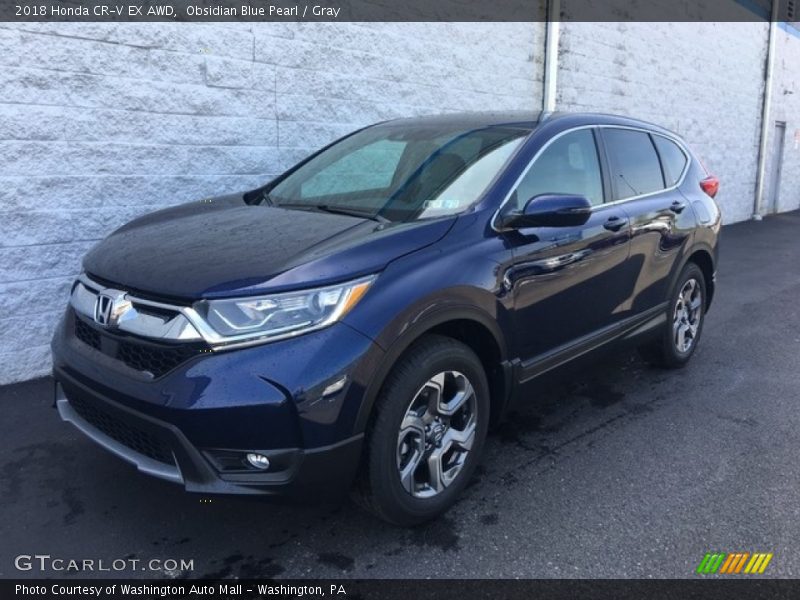 Obsidian Blue Pearl / Gray 2018 Honda CR-V EX AWD