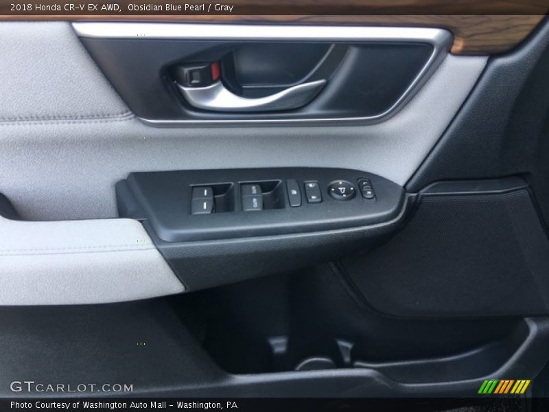 Obsidian Blue Pearl / Gray 2018 Honda CR-V EX AWD