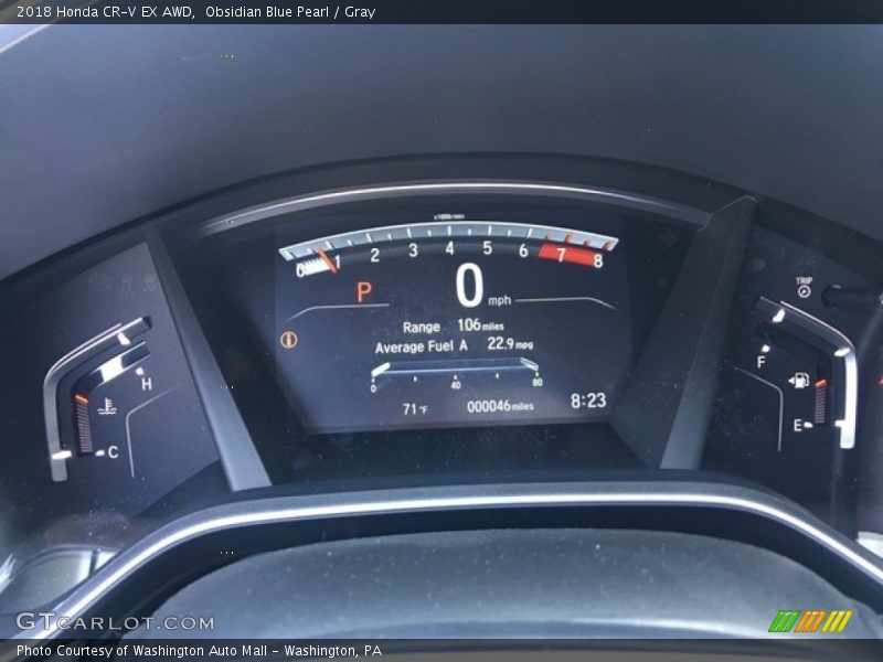 Obsidian Blue Pearl / Gray 2018 Honda CR-V EX AWD