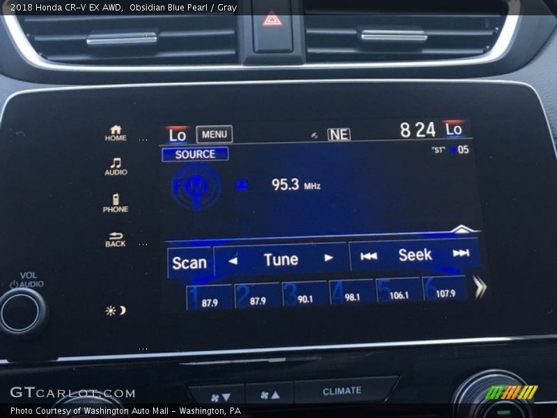 Obsidian Blue Pearl / Gray 2018 Honda CR-V EX AWD