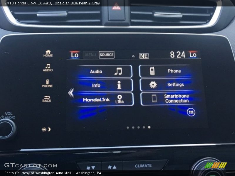 Obsidian Blue Pearl / Gray 2018 Honda CR-V EX AWD