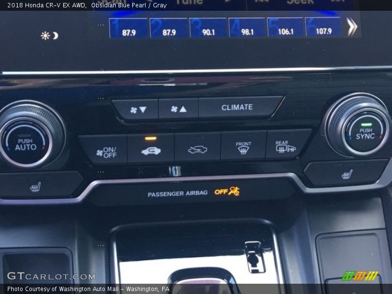 Obsidian Blue Pearl / Gray 2018 Honda CR-V EX AWD