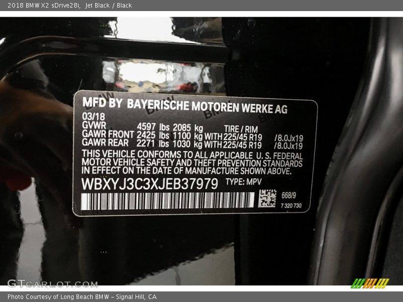 2018 X2 sDrive28i Jet Black Color Code 668