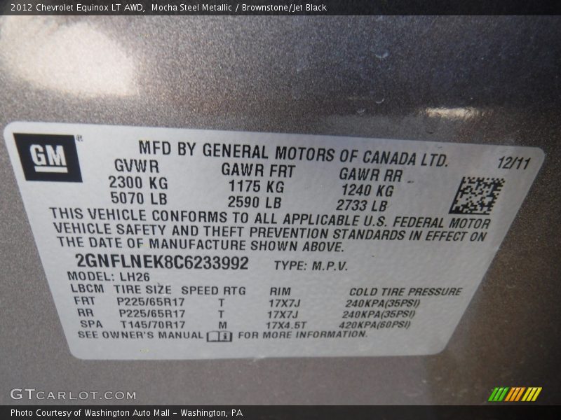 Mocha Steel Metallic / Brownstone/Jet Black 2012 Chevrolet Equinox LT AWD