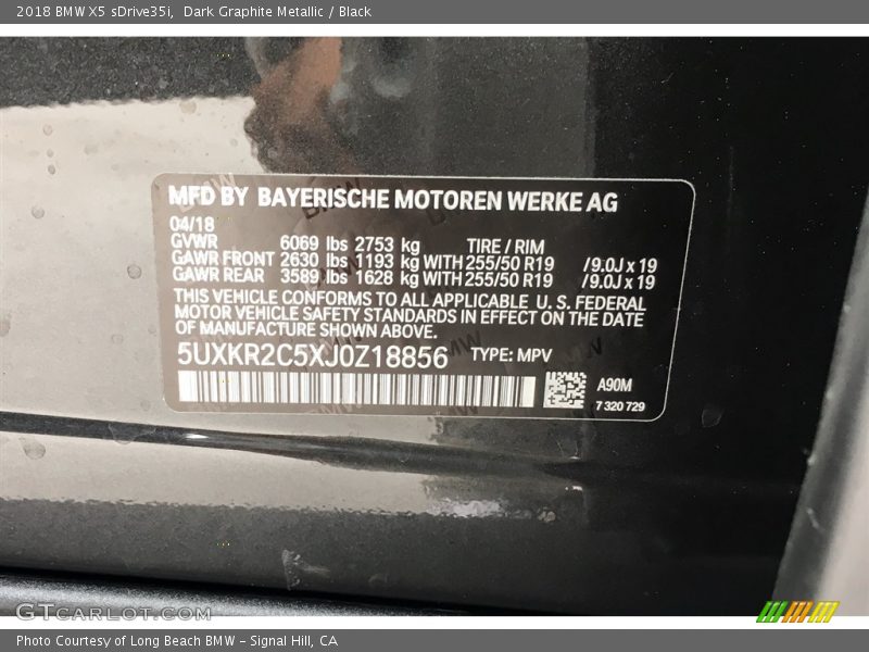 Dark Graphite Metallic / Black 2018 BMW X5 sDrive35i