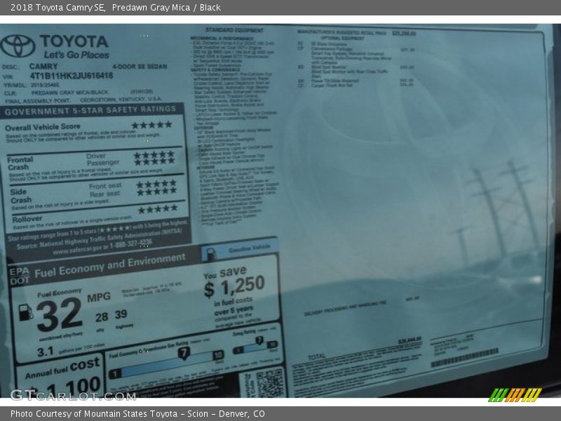 Predawn Gray Mica / Black 2018 Toyota Camry SE