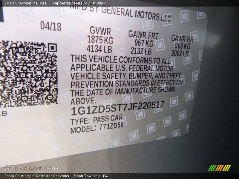 Pepperdust Metallic / Jet Black 2018 Chevrolet Malibu LT