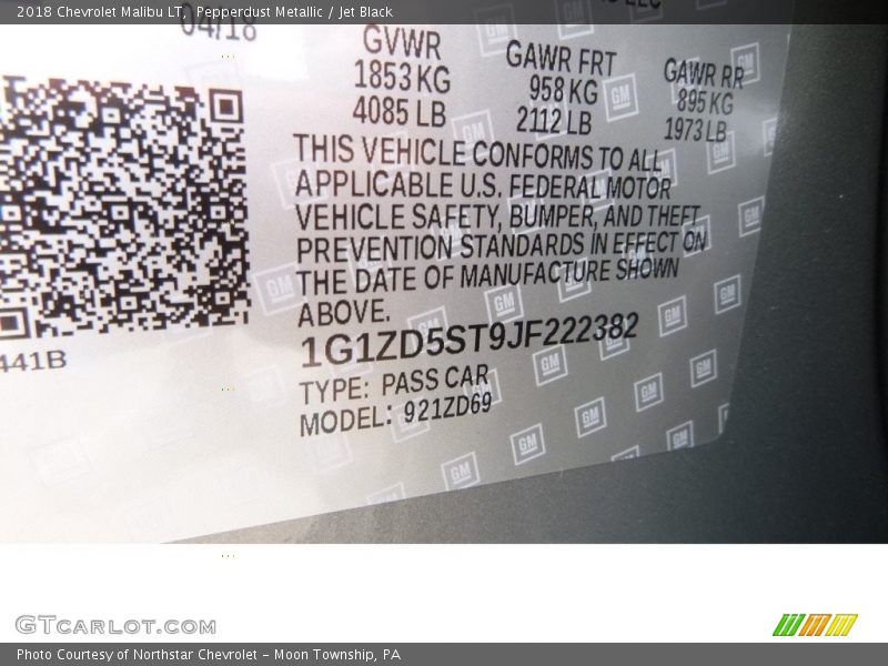 Pepperdust Metallic / Jet Black 2018 Chevrolet Malibu LT