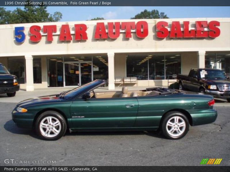 Polo Green Pearl / Beige 1996 Chrysler Sebring JXi Convertible