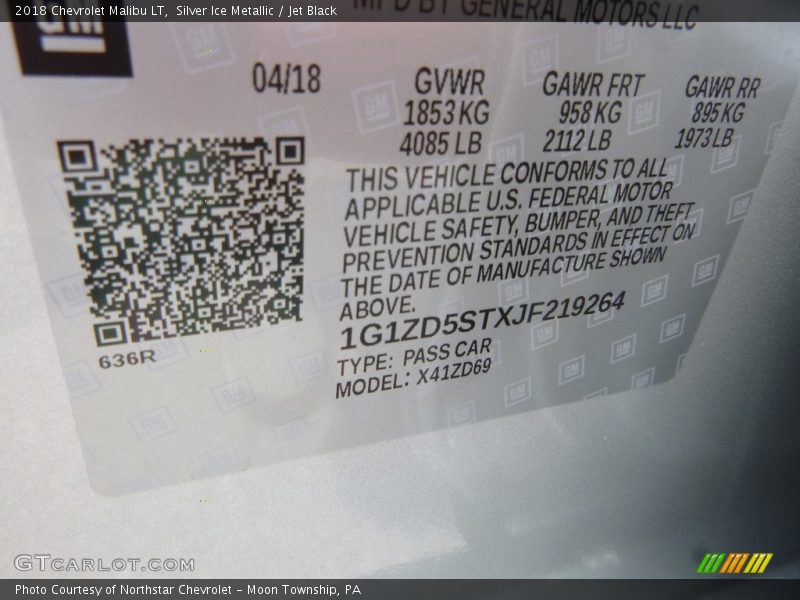 Silver Ice Metallic / Jet Black 2018 Chevrolet Malibu LT