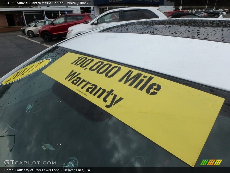 White / Black 2017 Hyundai Elantra Value Edition