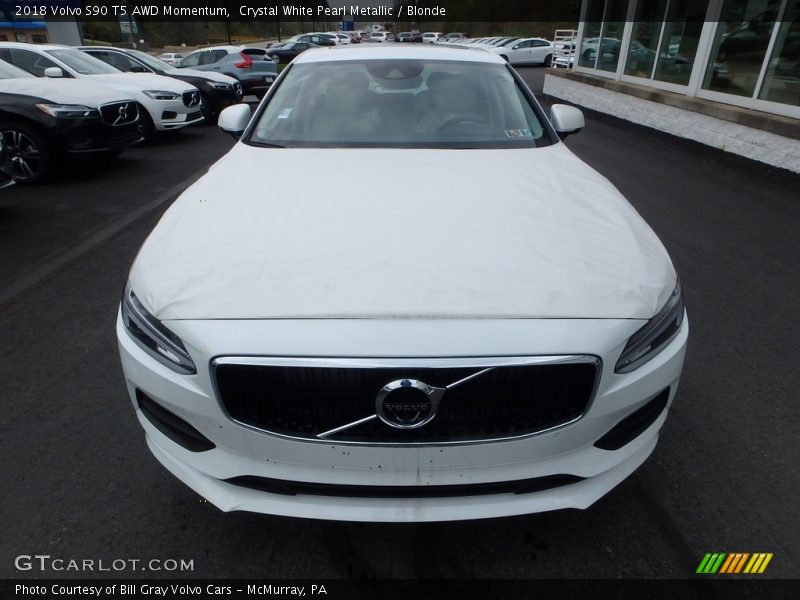 Crystal White Pearl Metallic / Blonde 2018 Volvo S90 T5 AWD Momentum