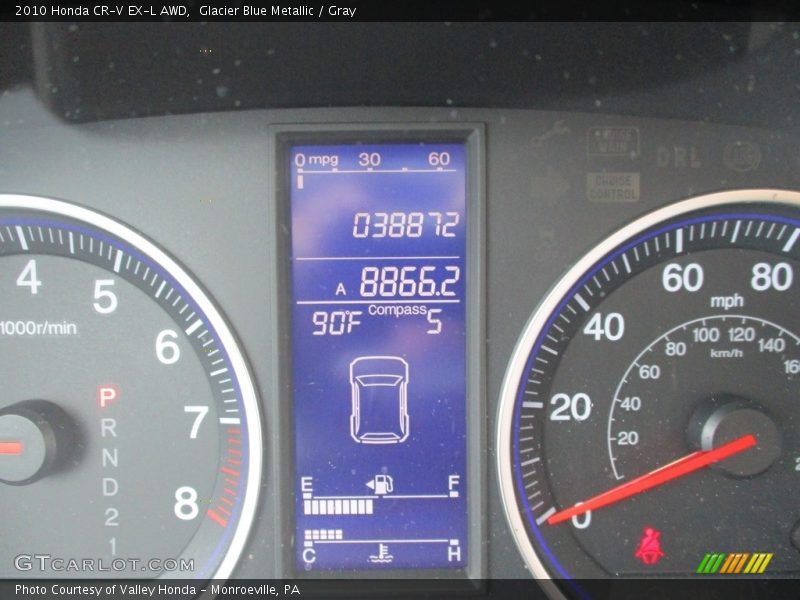 Glacier Blue Metallic / Gray 2010 Honda CR-V EX-L AWD