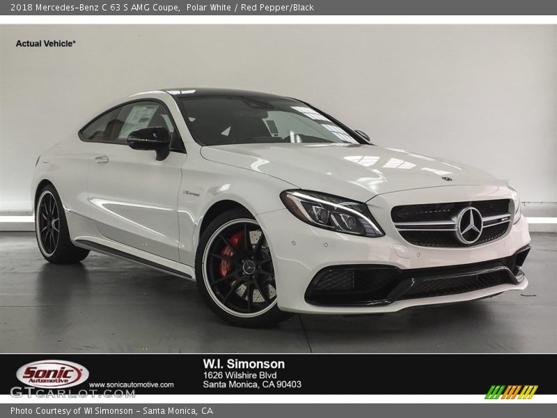 Polar White / Red Pepper/Black 2018 Mercedes-Benz C 63 S AMG Coupe