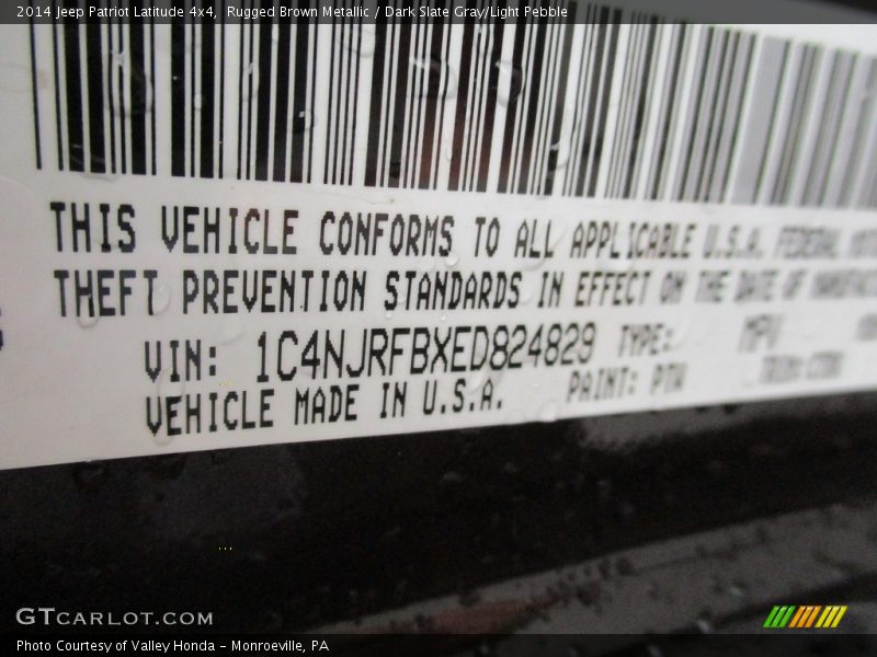 Rugged Brown Metallic / Dark Slate Gray/Light Pebble 2014 Jeep Patriot Latitude 4x4