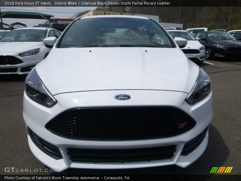 Oxford White / Charcoal Black/Smoke Storm Partial Recaro Leather 2018 Ford Focus ST Hatch