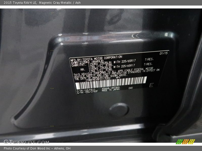 Magnetic Gray Metallic / Ash 2015 Toyota RAV4 LE