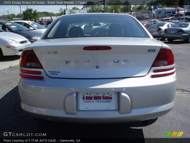 Bright Silver Metallic / Taupe 2003 Dodge Stratus SE Sedan