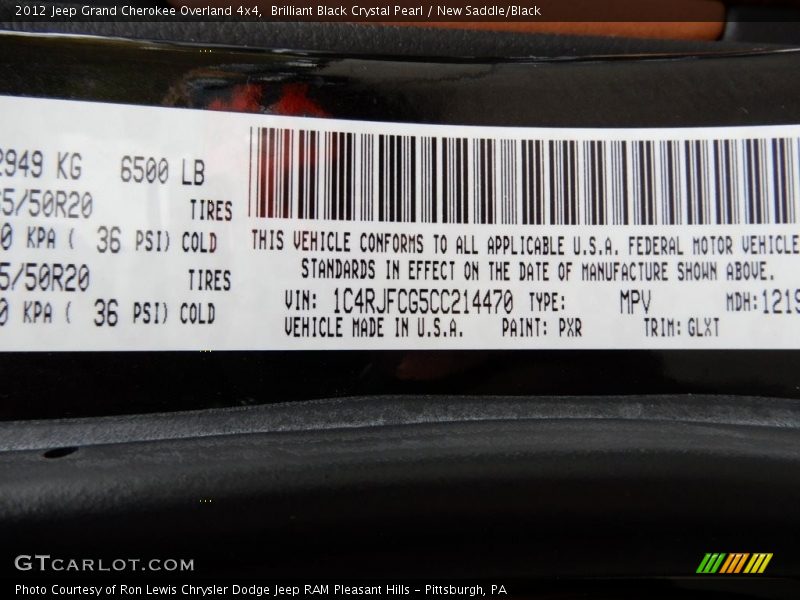 Brilliant Black Crystal Pearl / New Saddle/Black 2012 Jeep Grand Cherokee Overland 4x4