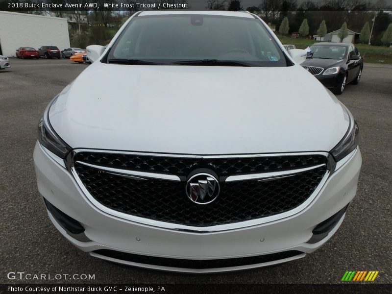 White Frost Tricoat / Chestnut 2018 Buick Enclave Avenir AWD